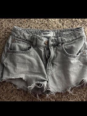 Garage Light Gray Distressed Denim Shorts